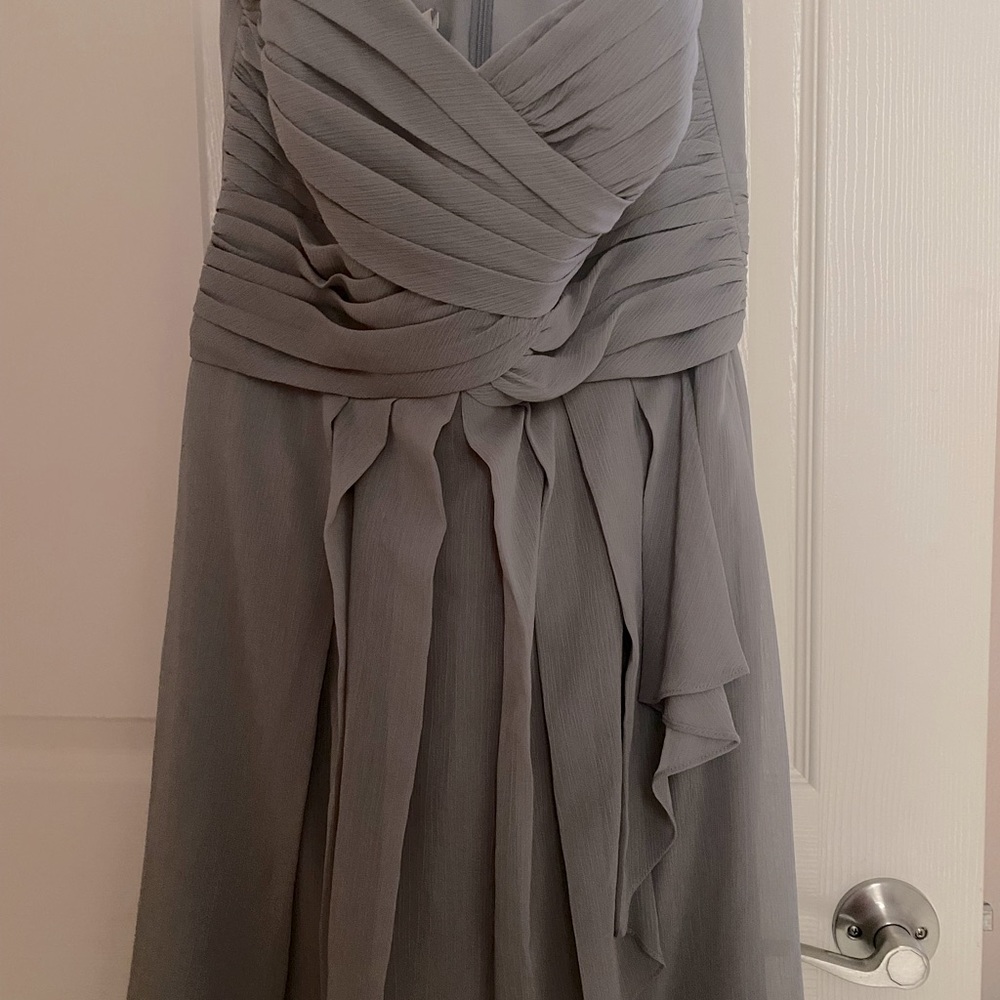David’s Bridal Silver/Gray Size 10 Strapless Short Dress